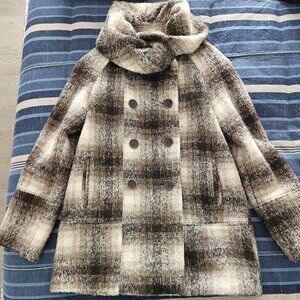 Zara Basic Shawl Collar Wool Blend Coat size Medium